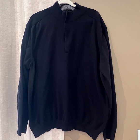 Cutter & Buck Men's Black 1/4 Zip Sweater, Patched Elbow, Size XXL - Picture 1 of 12